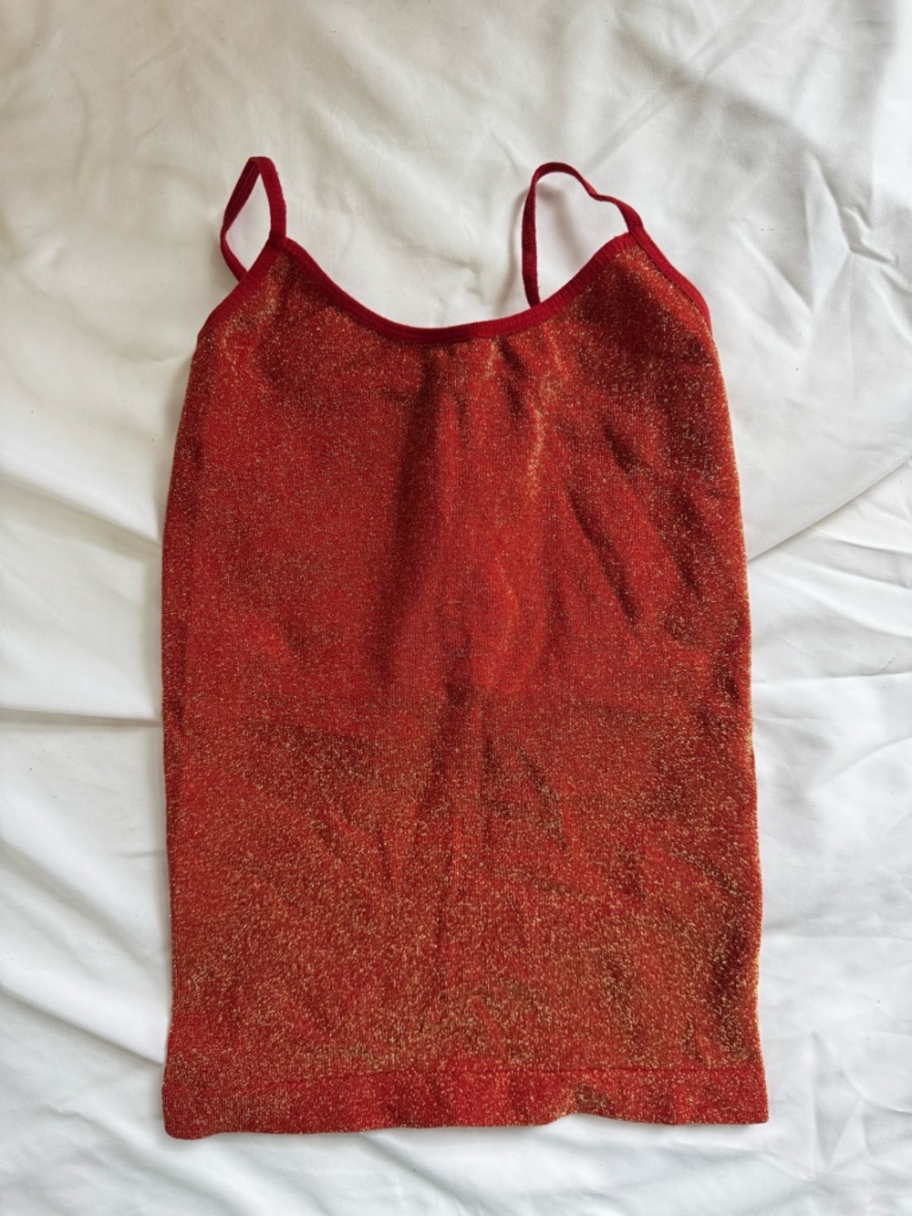 Sugar lips Red Shimmer Spaghetti Strap Tank Top